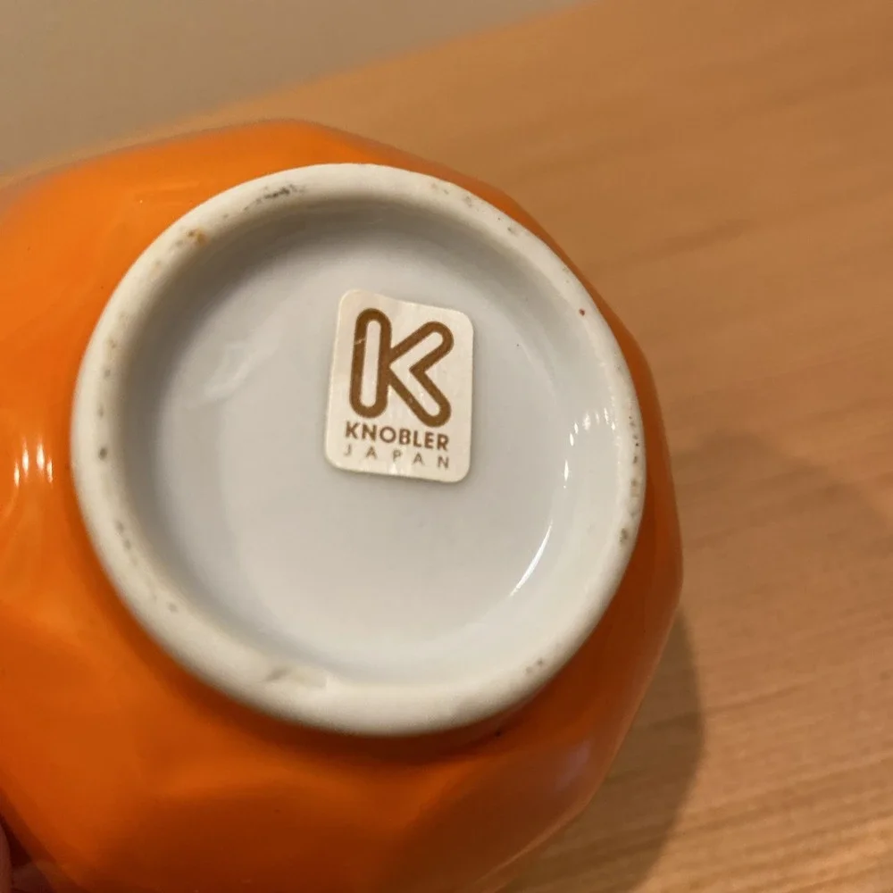 Vintage Knobler Japan Lotus Bowl Porcelain |‎ MCM Kitchen Decor Orange 3.5